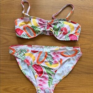 Zara Tropical Fruit Print Bikini Never worn!